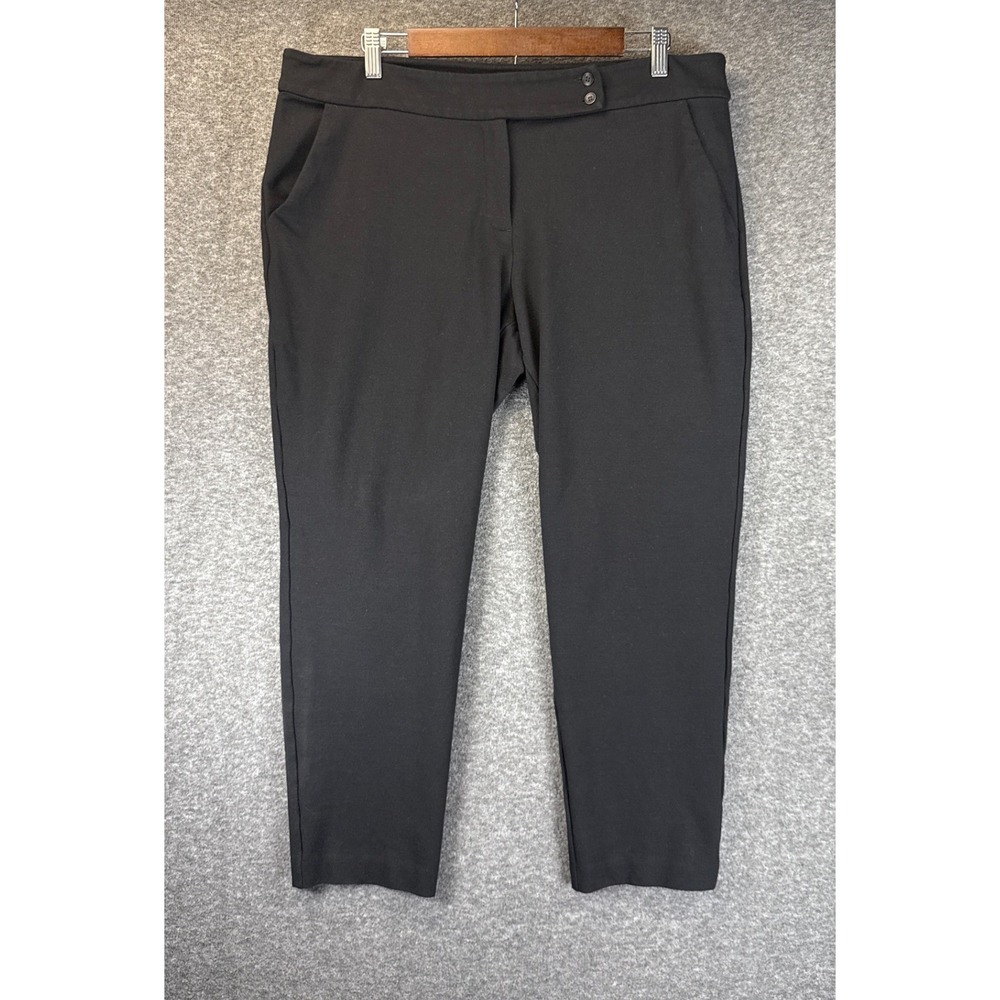 Eileen Fisher Ankle Pants 16 Black Viscose Stretch Ponte Fabric Tapered Trousers
